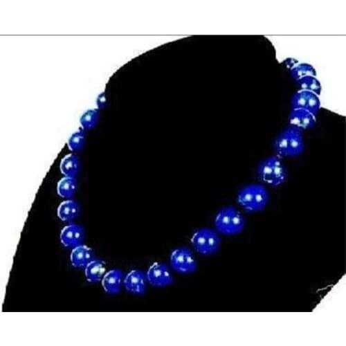 Stunning! 8mm Egyptian Lapis Lazuli Necklace 18‘ ’AAA