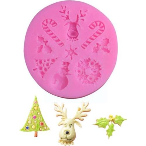 Christmas Santa Claus Milu Deer Shape Chocolate Candy Silicone Cake Mold Jello 3D Lace Fondant Decoration/Pastry Mould T0O1