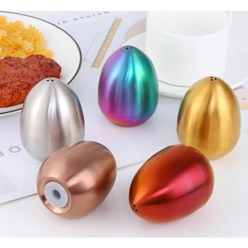 Salt Cellar Spice Pepper Shaker Egg Shaped Spice Container Stainless Steel Condiment Bottle Kitchen Gadgets seasoning organizer