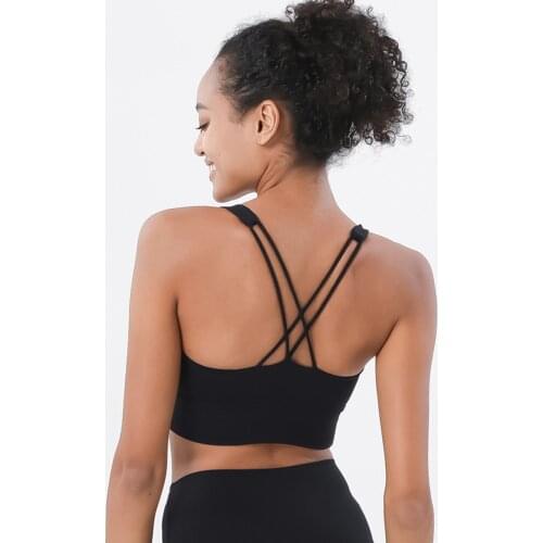 Cross Back High Impact Sports Bra Padded Removable Cup Women Active Wear Fitness Yoga Crop Top Solid Push Up Gym Bra