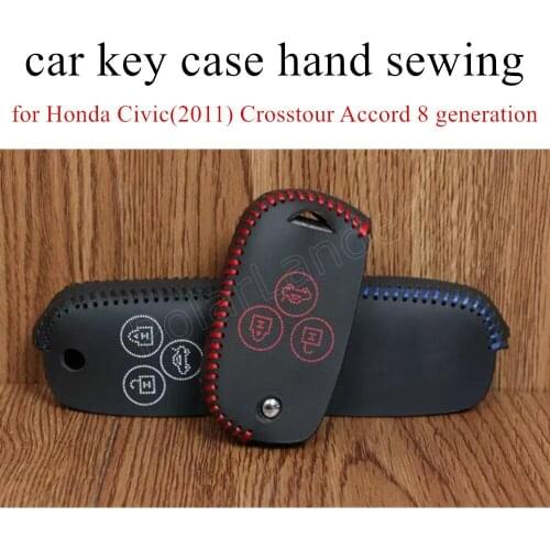 Only Red best price sale for Honda Civic(2011) Crosstour Accord 8 generation Sewing Leather Car Key Case Hand Sewing Key Case