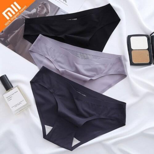 Xiaomi 1pcs Ice Silk Panties Ladies High Elastic Briefs Seamless Skin-friendly Sexy Fashion Thong Underwear Breathable Underwear