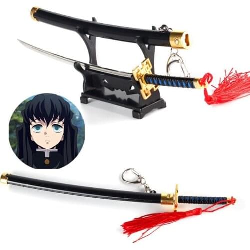 Demon Slayer Stove Door Charcoal Jielang Knife Knife Key Chain Sword Weapon Model Alloy Keyring Ghost Out Of The Blade Keychain
