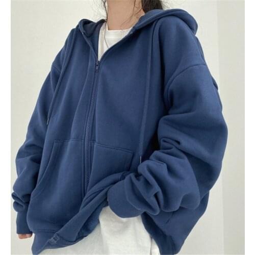 All-match hoodie cardigan ladies Harajuku windbreaker kawaii zipper sweatshirt clothing Korean style long-sleeved womens top