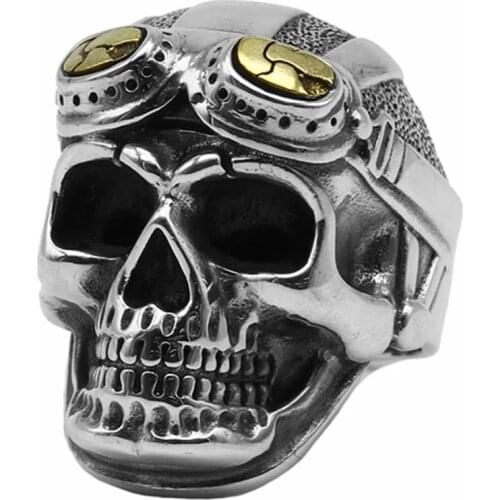 Vintage Men Rings Gothic Undead Legion Punk Ring With Glasses Skeleton Halloween Party Gift Bicycle Jewelry Accessories
