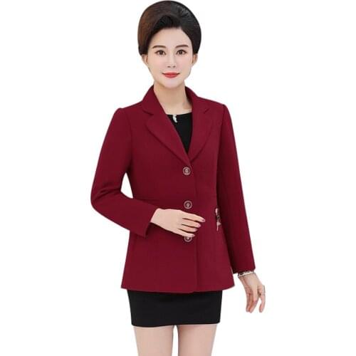 Women Spring Autumn Coat Middle-aged Womens Fashion Coats Suit Collar Single-breasted Office Outerwear Plus Size 5XL Short Top