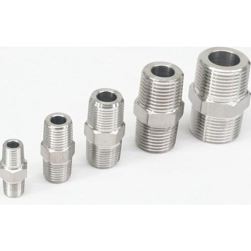 1/8" 1/4" 3/8" 1/2" BSPT Male to Male Equal Reducer 304 Stainless Steel Pipe Fittings Connectors Pressure 2.5 Mpa For Water