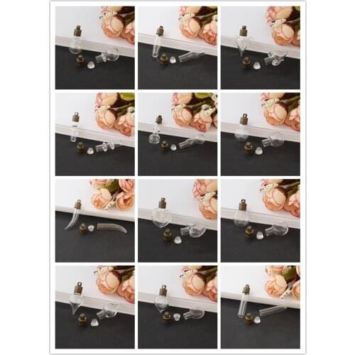 1pc 6MM Bronze glue cap glass Vial Pendant locket charms mini wishing glass bottles with Tassel cap name on rice art jewelry