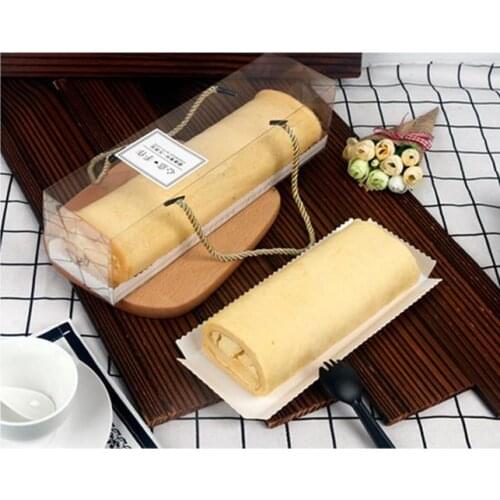10pcs Clear Long Plastic Cake Box For Swiss Roll Portable Packaging Cake Box Towel Rol Gift Boxes Towel Roll Storage Organizer