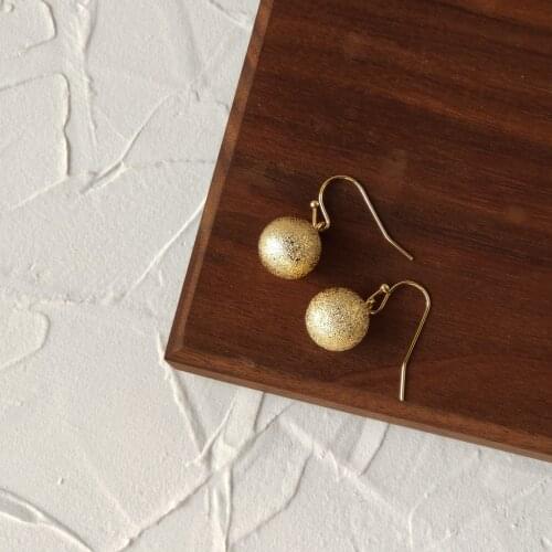 2021 New Arrival 14K Real Gold Simple Style Beads Dangle Earrings for Women Luxury Drop Earrings