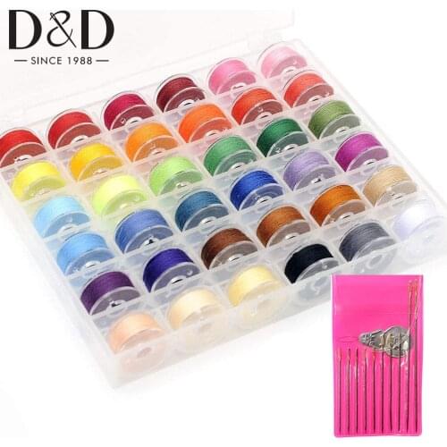 36Pcs Bobbins and Sewing Threads with Bobbin Case for Home Sewing Machine Spool Standard Size Sewing Machine Accessories
