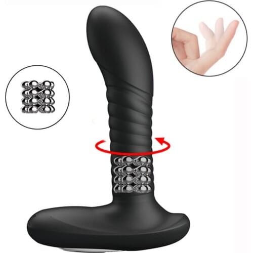 12 Speed Vibrating Prostate Massager Men Anal Plug Waterproof 3 Mode Turn Beads Stimulation Vibrator Butt Anus Plug Sex Products