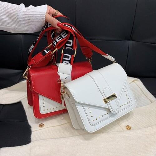 Bags2021new Autumn Fashion Ladies Luxury High-quality Casual Simple All-match Messenger Bag Wide Shoulder Strap Small Square Bag