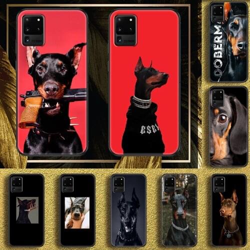 Doberman Dog Dachshund Cool Phone case For Samsung Galaxy Note 4 8 9 10 20 S8 S9 S10 S10E S20 Plus UITRA Ultra black painting