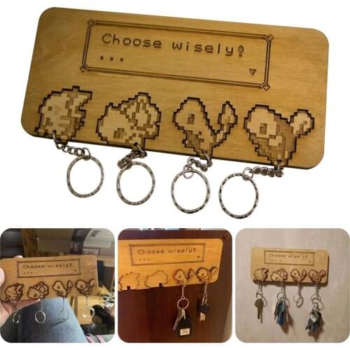 Wooden Key Holder for Wall with 4 Hooks Wall Mount Key Hanger Key Storage Hanger Rack Home Wall Decor for Entryway Hallway