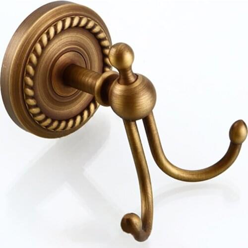 European Antique Brass Robe Hooks Wall Rack Home Hotel Bathroom Hanger Towel Holder Bedroom Coat Clothing Hanging Punch-free