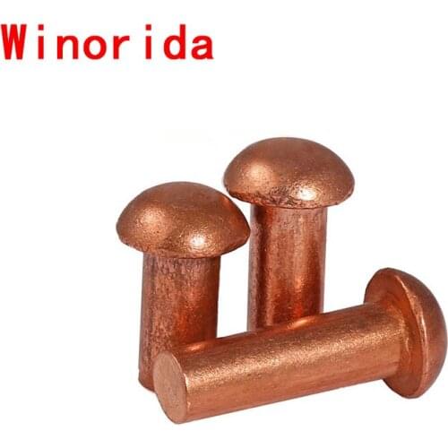 GB867-86 Half Round Head Purple Copper Rivet Copper Rivet Solid Rivet Half Round Rivet Purple Copper Round Cap Nail M2-M8 50PCS