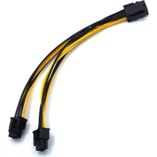 6Pin Female To Dual 6Pin Male PCI-E Power Adapte 6 pin to 2X6 pin 20AWG Motherboard Power Supply Cable Y - Splitter Adapter 20CM