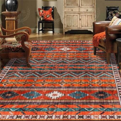 Turkey Ethnic-Style Rug Striped Deep Orange Bohemian Wave Pattern Carpet Living Room Bedroom Bed Blanket Door Kitchen Floor Mat