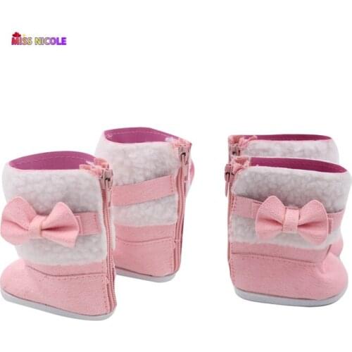 2021 Cute 18 Inch Doll Zipper Pink Bow Boots For 43cm New Baby Reborn Toys For Girls Toys Mini Dolls Shoes For The Best Gift