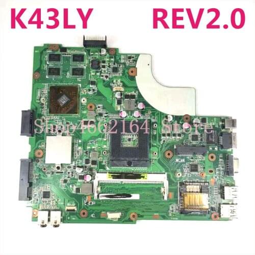 K43LY Mainboard REV2.0 For ASUS K43LY A43LY X84HR K84HR Laptop Motherboard HM65 DDR3 100% Tested free shipping