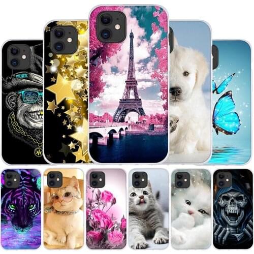 Cute Case For Apple iPhone 12 Pro Case Silicone TPU Soft Back Cover For iPhone 12 Phone Cases Flower Animal Cat Cartoon Bag 6.1"