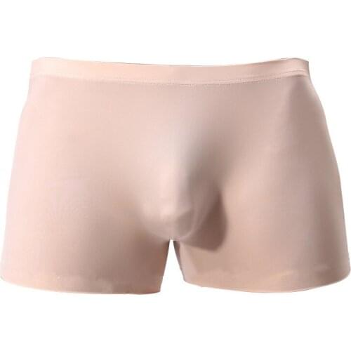 Mens Pants Are A Plate Of Ice Silk Flat Foot Transparent Pure Color Sexy Underwear