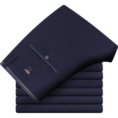 Fashion New High Quality Cotton Men Pants Straight Spring and Summer Long Male Classic Business Casual Trousers Full Length Mid