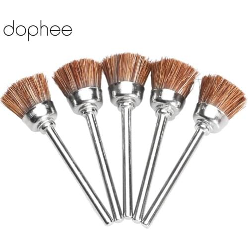 Dophee Dremel Accessories 3mm Brown Soft Nylon Polishing Cup Brush Wheels Metal Buffing Polishing for Mini Drill Rotary Tools *5