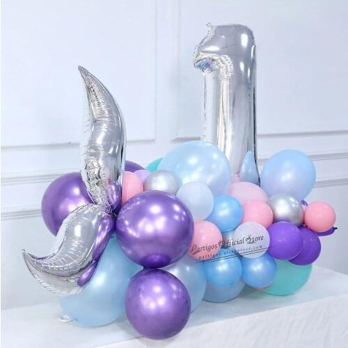 28Pcs Little Mermaid Digital Aluminum Film Balloon Set Mermaid Theme Party Childrens Birthday Balloon Set Mermaid Tail Happy