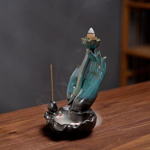 New Lotus Bergamot Waterfall Incense Burners for Incense Sticks Ceramic Home Decor Incense Fountain Zen Ganesha Incense Holder