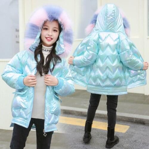 New Baby Winter Outerwear Coats Fashion Harajuku Solid Children Plus Velvet Gloss Girls Coat Kids Clothes Mid-Long Warm Coat