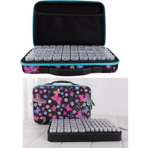 New 60 Bottles Diamond Painting Box Tool Container Storage Box Carry Case Holder Hand Bag Zipper Design Shockproof Durable