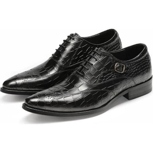 Oxford Brogue Bridegroom Dress Office Best Men Shoes Black Genuine Leather Original Casual Business Designer Shoes