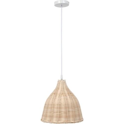 Rattan Hanging Lamp E27 Pendant Light Nordic Chandelier for Kitchen Bedroom Living Room (26cm in Diameter)Without Bulb