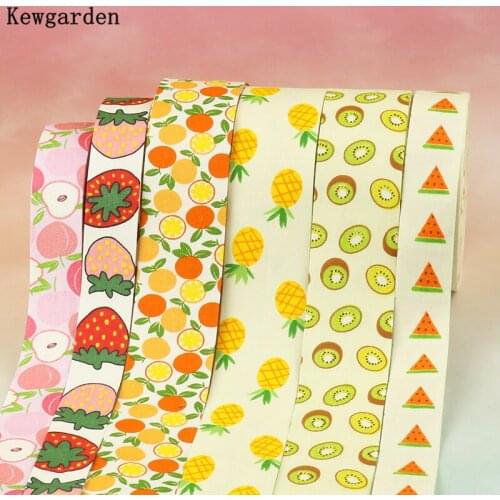 Kewgarden DIY Hairbow Sewing Accessories Riband 1-1/2" 1" 38 25 10 mm Fruit Pattern Cloth Fabric Ribbon Handmade Tape 10 Meters