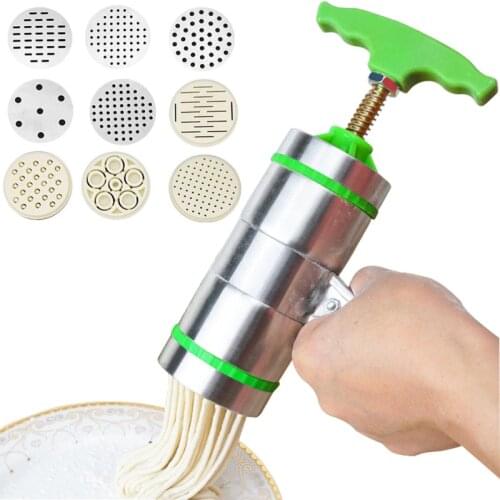Noodle Pasta Press Maker Machine Hand Cutter,Manual Juicer Cookware with 7/5 Pressing Moulds -Making Spaghetti Fettuccine Noodle