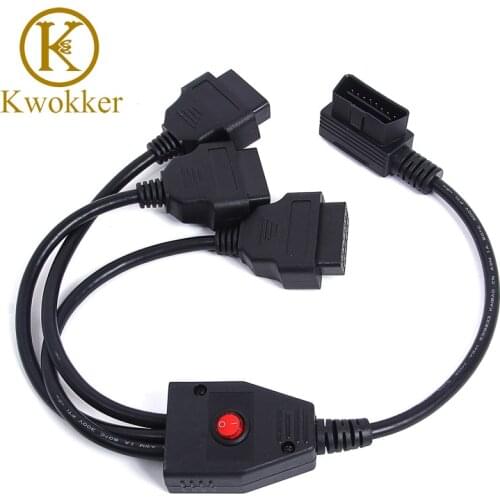 OBD 2 Splitter Extension 1 to 3 with Switch Y OBD 2 Cable Male Three Port To Female ELM327 Auto Diagnostic Scanner Tool for Car