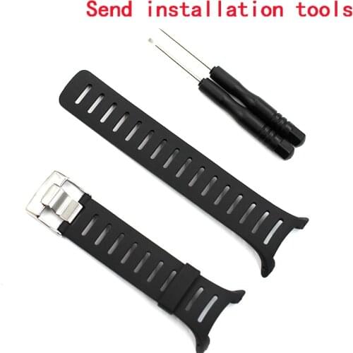 Watch Accessories Mens Rubber Strap For SUUNTO T1 T1C T3 T3C T3D T4C T4D Outdoor Sports Tape Black Watch Band