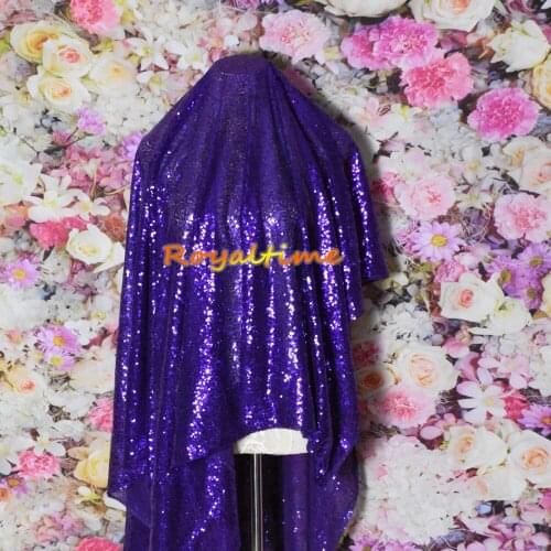 Royaltime 1M/2M DIY 3mm Fabric Sequin Paillette Purple Sparkly Glitter Fabric for Dress Stage Party Wedding Decoration