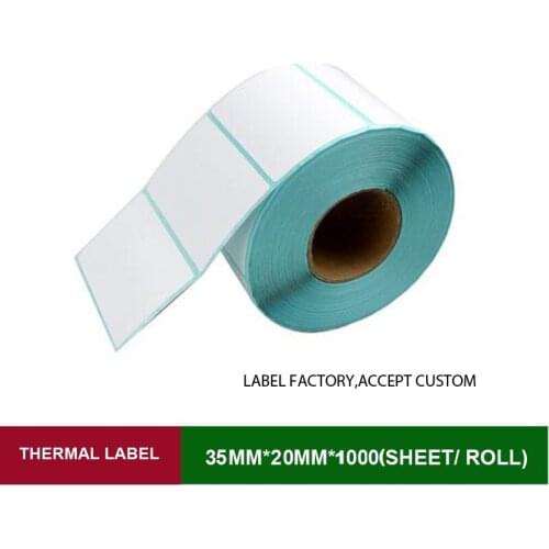 Self adhesive thermal bar code shipping labels 35mmx20mm 1000pcs one roll for supermarket can be custom logo blank sticker