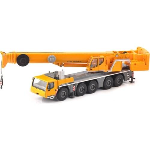 Alloy 1/87 LTM 1250-5.1 Diecast Car Model Toy Vehicle Lifting Crane Construction Truck Collectible Yellow for Fan Children Gifts
