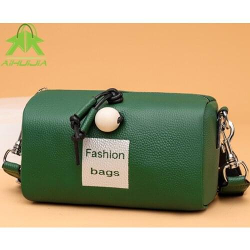 Fashion Genuine Leather Womens Shoulder Bags Simplicity Solid Color Messenger Bag 2021 New Luxury Design Travel Women Handbag