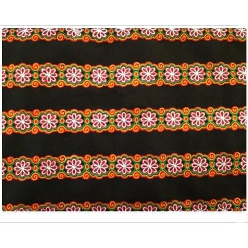 Miao cross stitch crochet cotton fabric lace trim 5cm dress collar ribbon tape webbing ethnic tribal nepal thai india boho DIY