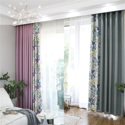 Colored Leaf Printed Bedroom Curtains for Window Door Jinya Home Decor Polyester Modern Kitchen Living Room Curtain Panels Cheap