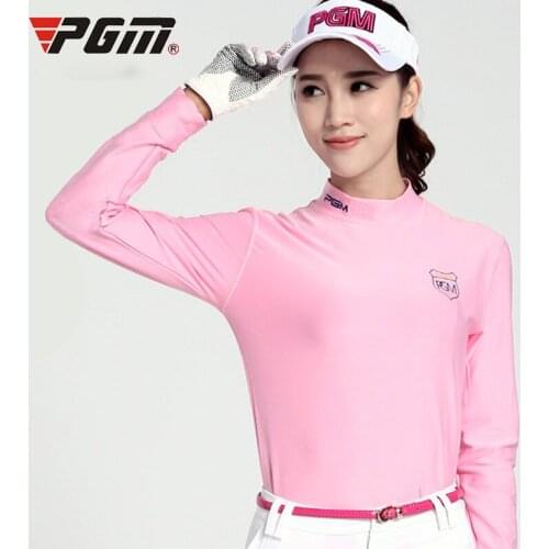 Pgm Womens Sunscreen Golf Shirts Long-Sleeved T-Shirt Bottoming O-neck Dry Fit Breathable Golf Clothing Sportswear AA60473