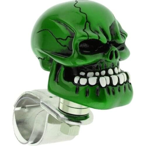 1Pc Skull Head Car Steering Wheel Spinner Suicide Knob Handle Booster - Green