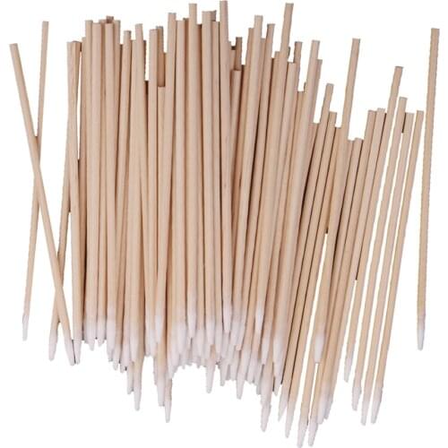 100pcs 10cm Wooden Handle Cotton Swabs Makeup Applicators Cleaning Tools