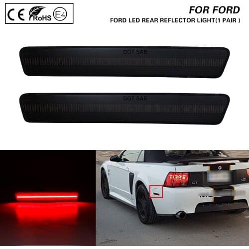 For Ford Mustang 99-04 Smoked Lens Red light LED Rear Bumper Reflector Side Marker light 2X