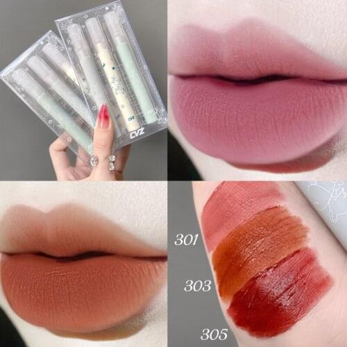 3Pcs/set Soft Matte Lip Glaze Makeup Summer Light Silky Waterproof Long Lasting Not Greasy Moisturizes Lip Gloss Cosmetic TSLM1